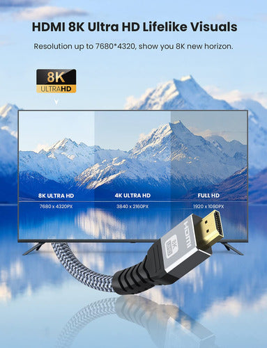 Yojock Cable Hdmi 2.1 De 8k De 6.6 Pies/6.6 ft, 8k A 60 Hz/4 1