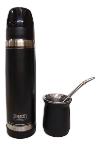 Lumilagro Termo A. Inox Negro + Mate + Bombilla - Fdn P9 0