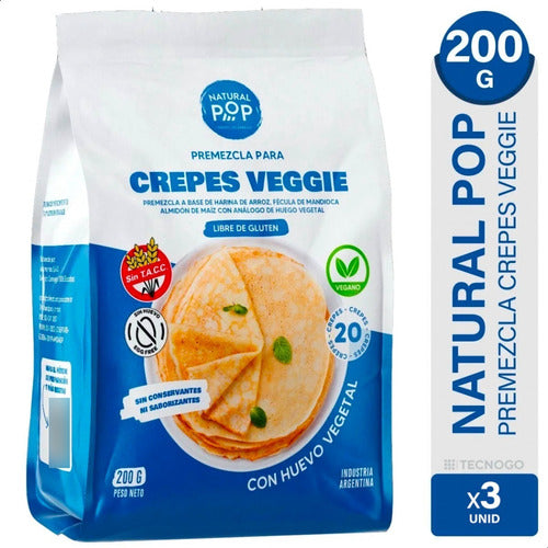 Natural Pop Premezcla Crepes Veggie Sin TACC Libre Gluten Pack X3 0