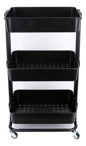 Tushop 3-Tier Black Organizer Cart with Wheels 1