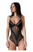 Basics Bodysuit De Encaje Negro Body Dama Sexi 0