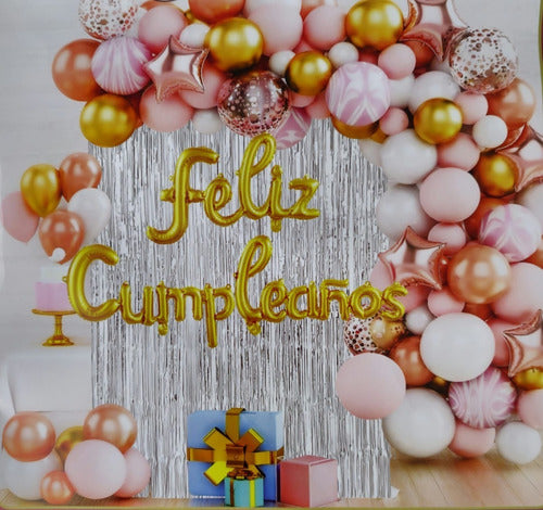 Premium Happy Birthday Gold and Pink Balloon Arch Kit 0