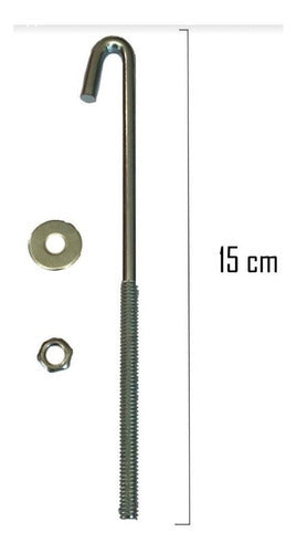 CREASTEEL Gancho J Nº 6 (15cm) + Tuerca Y Arandela (10 Unidades) 1