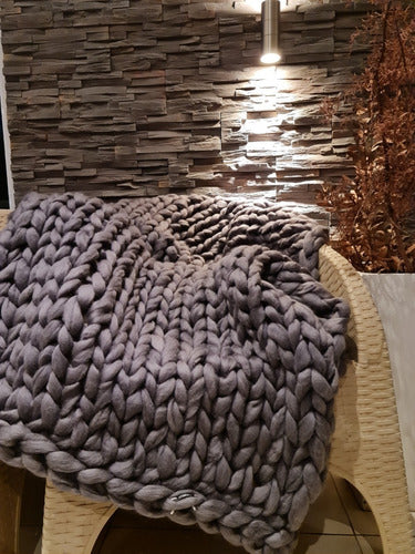 XXL Nordic Wool Blanket 1.60 x 0.40 Queen Bed Runner Black Color 5