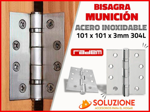 Bisagra Munición 101 X 101 X 3mm Acero Inoxidable Radem 1