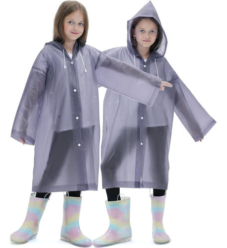 Borogo Reusable Hooded Rain Ponchos for Kids - 2 Pack Gray 6