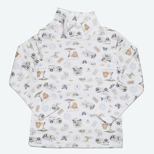 Little Manny Baby High Neck Interlock Safari Animals T-Shirt 2