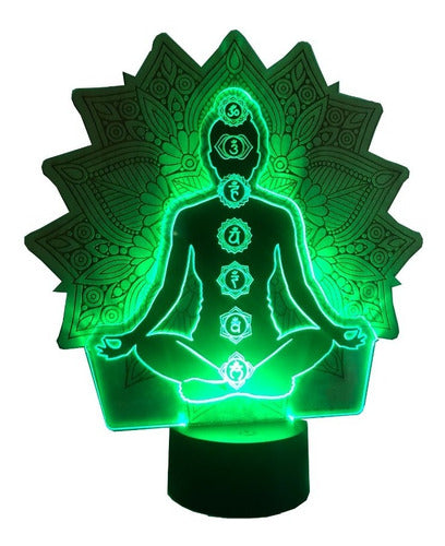 Laser Design: Human Body Meditation with Chakras and LED Base - Perfect Mother's Day Gift! 0