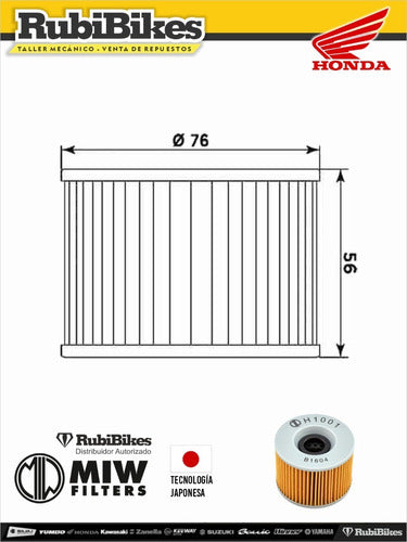 Miw Oil Filter for Honda H1001 1