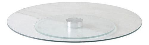 Binah Deco Rotating Tray Glass & Steel 0