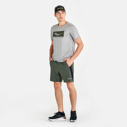 Saucony Stopwatch Graphic Short Sleeve T-Shirt for Men - Grey 1