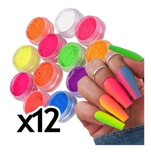 Baires Beauty Shop Pigmentos Neón Pigmento Fluo Brilla Luz Negra Uñas Esculpida 0