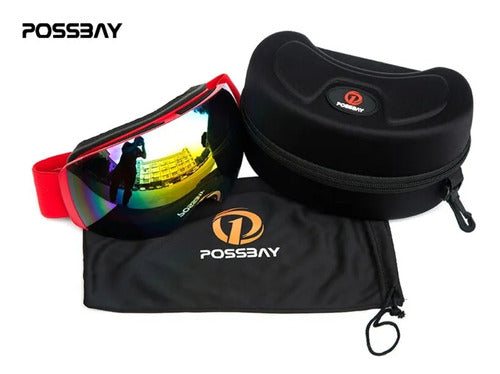 Possbay Ski/Snowboard Goggles with Case - UV Protection, Anti-Fog, Adjustable Strap 8