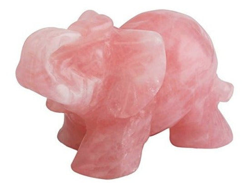 Sunyik Rose Quartz Elephant Pocket Statue Guardian Healing Figurine Decor 0