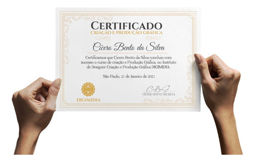 Impressão De Certificado Ou Diploma A4 Papel Vergê 180g 03un 0