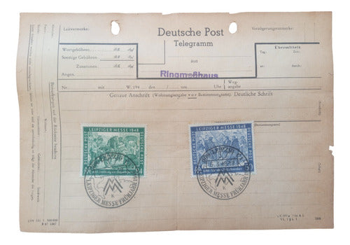 Germany Deutsche Post Telegram 1948 Lipziger Messe 0