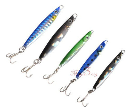 Assorted 5pcs Metal Jigs Cuchara Señuelo Gancho De Cebo De P 1