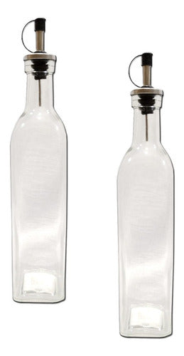 Crystal Rock Glass Oil and Vinegar Dispenser with Spout 500ml x2 0