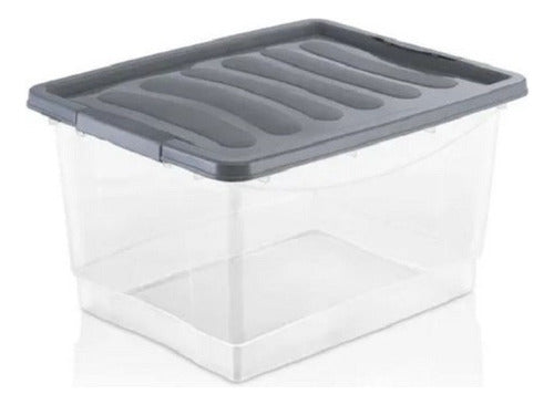Set of 2 Transparent Plastic Organizers with Lid 12 Liters Deco 3
