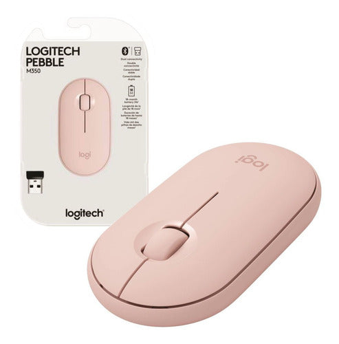 Mouse Bluetooth Logitech Pebble M350 Minimalista Rosa Tranza 0