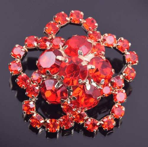 Botones De Strass 23mm Flor 10u Rojo 1