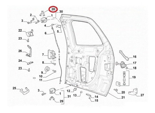 Fiat Soporte Cerradura Puerta Trasera Sup Original 2