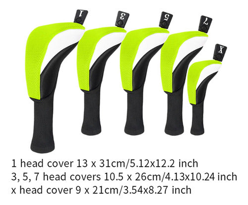 5pcs Golf Head Cover Golf Wood Headcovers Anti Scratch Verde 1