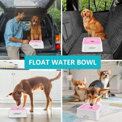 Upsky Dog Water Bowl 2L, Anti-Spill, Slow Feeder, Pink 6