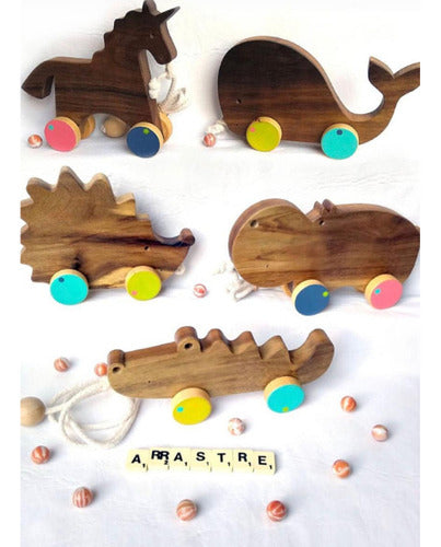 MBL_ARGENTINA Wooden Pull Toy - Animal Rollers for Babies 0