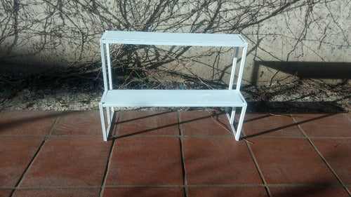 Two-Step White Plant Stand with Matching Wood 0