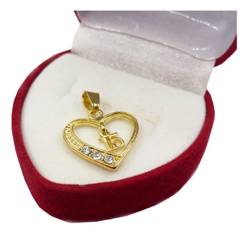 Gold-Plated 15th Anniversary Pendant Premium Stones Fine Chain 0