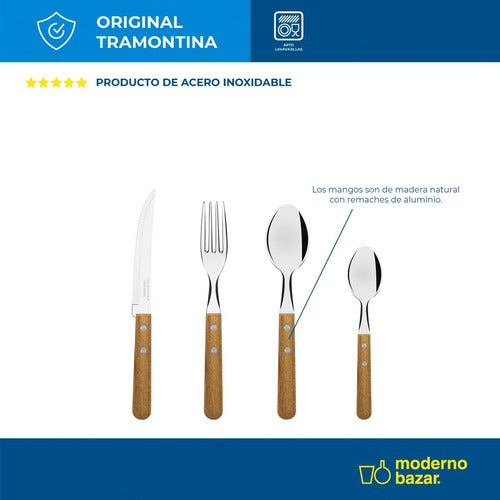 Set 24 Tramontina Dynamic Cutlery with Wooden Handle 4