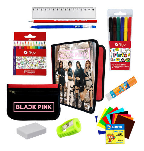 Marrotex Oferton Carpeta + Cartu + Utiles Black Pink K-pop #330 0