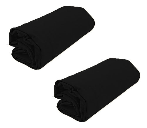 Pack of 2 Fitted Sheets 2 1/2 Pl Cotton Bedding Guibor Black 0