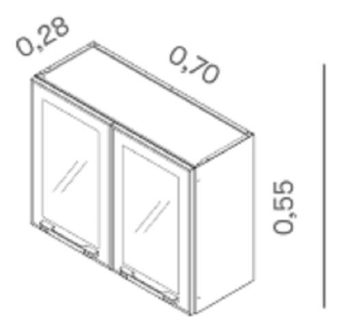 Armário Em Aço 70cm 2 Portas De Vidro Florença Wt 3