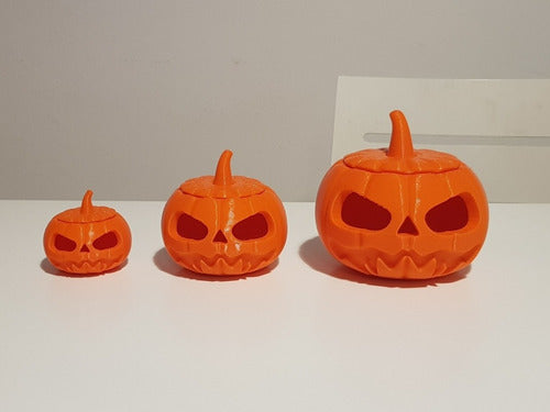 4 Calabazas Carameleras Halloween Mediana Plastica 3d 2