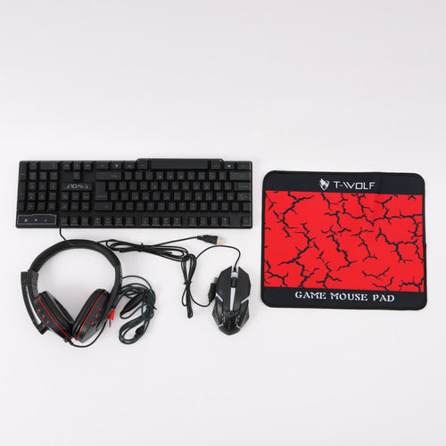 Combo Gamer Mouse, Teclado, Auriculares Y Paño Twolf - Tf800 0