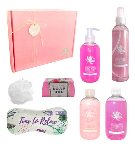 Zen Aroma Rose Spa Gift Box Set N08 - Kit Caja Regalo Empresarial Box Zen Aroma Rosas Spa Set N08