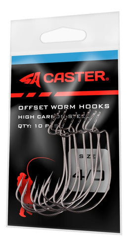 Offset Caster 4/0 Fishing Hooks for Soft Baits - 10 Units 0
