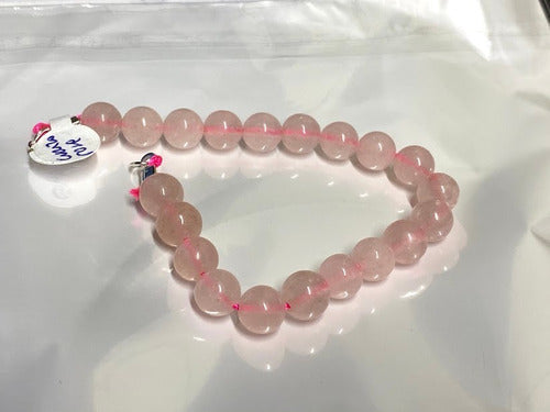 Luli Pulsera Piedra Natural Cuarzo Rosa Tallado En Cuentas 2