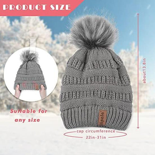Pilipala Women's Winter Knit Hat, Slouchy and Warm Pom Pom Beanie 4
