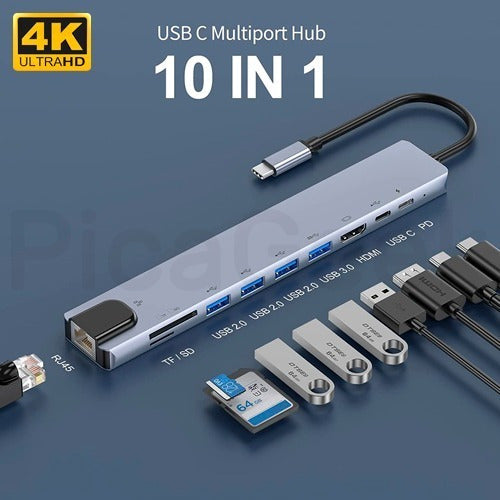 HUB Adaptador Hub USB-C 10 en 1 HDMI 4K 2