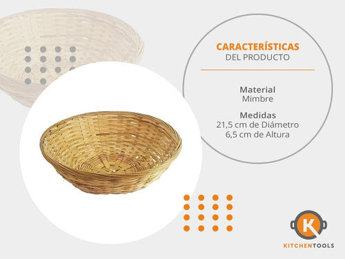 Wicker Round Bread Basket Set x6 Large Snacks Pantry 1