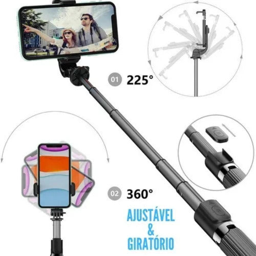 Bastão Selfie Pau De Selfie Tripé Gopro Bluetooth Gravação 5