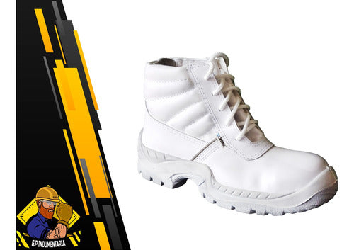 OMBÚ White Leather French Work Boot - Size 39 0