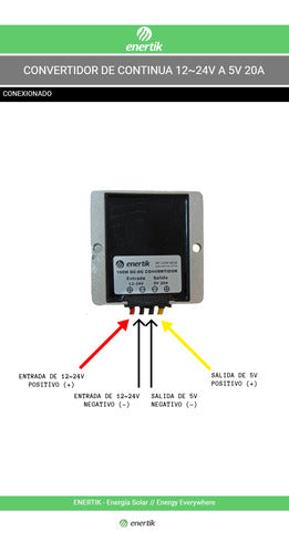 Enertik Transformador Convertidor De Continua 12-24v A 5v 20a 3