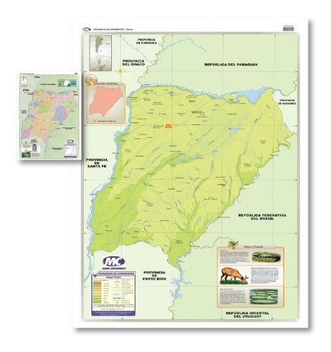 Mapa Prov. De Corrientes Mural (político/físico) Doble Faz 0