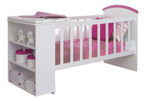 BH Lacquered Crib with Convertible Changing Table and Shelf Module C 3