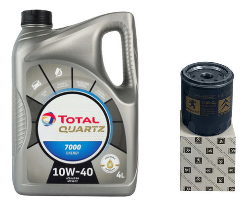 Total Filtro + Aceite Quartz 7000 X 4 L P/ Peugeot 206 1.9 D 0