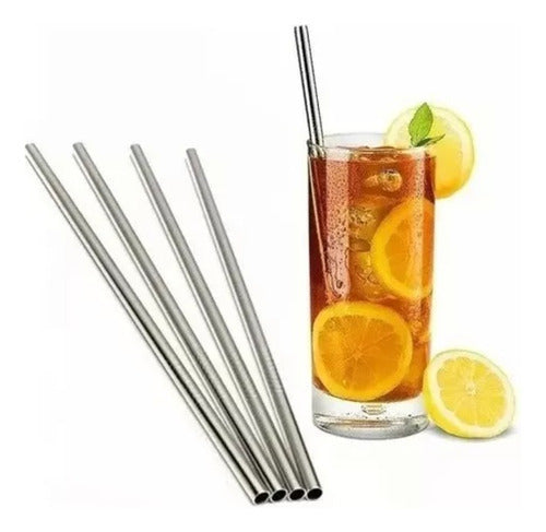 Set of 4 Stainless Steel Reusable Straws 0
